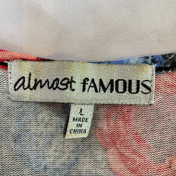 Almost Famous Girl's Size L Floral Dress Red Pink Blue Short Sleeves Tie Back - Picture 9 of 11